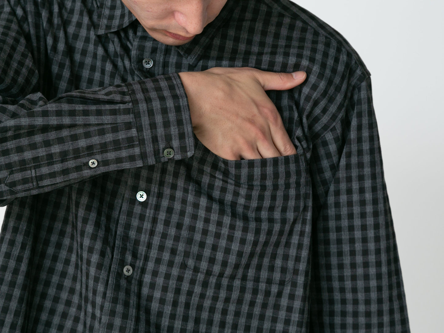 SNOW PEAK NIIGATA MADE GINGHAM CHECK SHIRT- BLACK