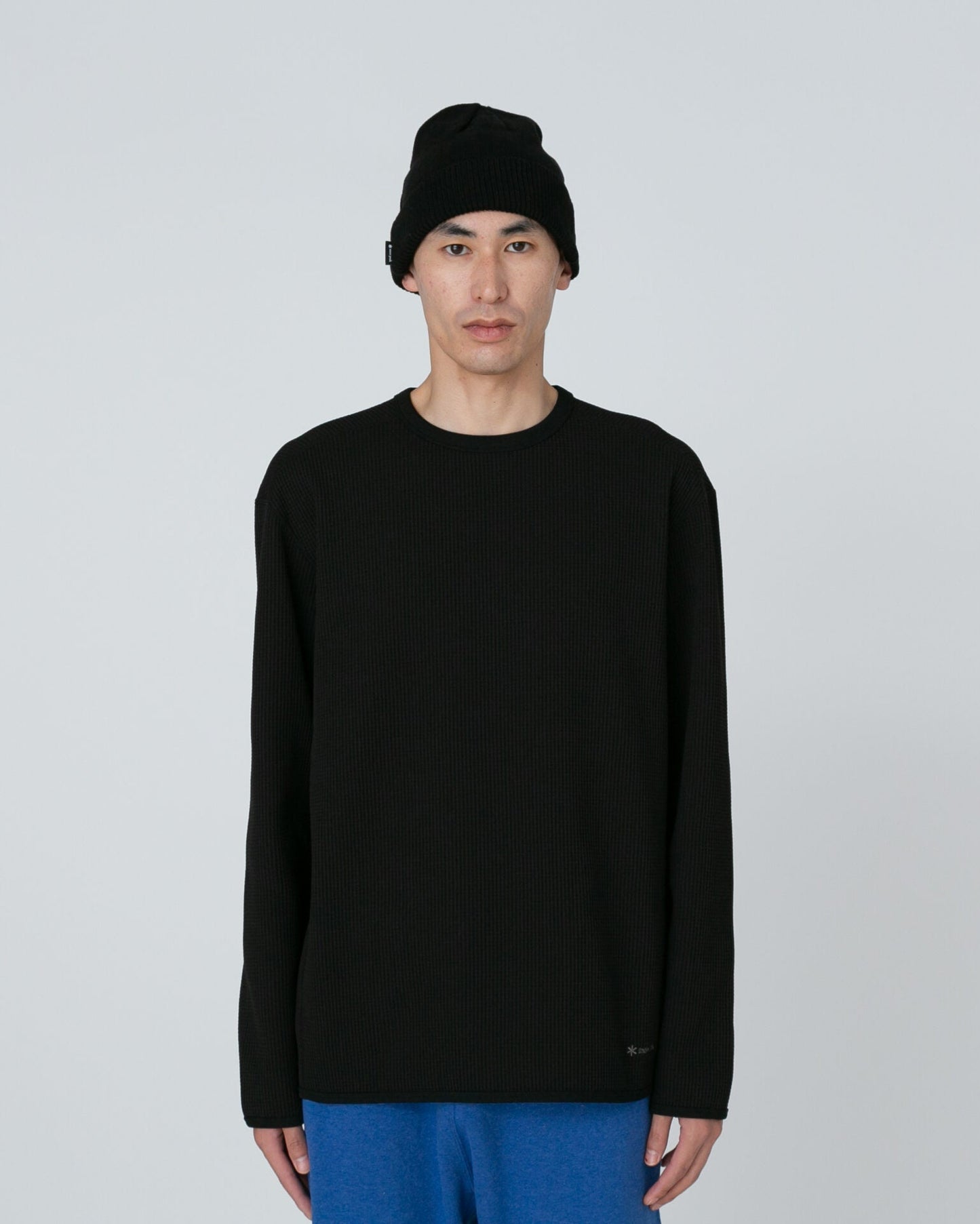 SNOW PEAK DRY WAFFLE LONG-SLEEVE T-SHIRT - BLACK