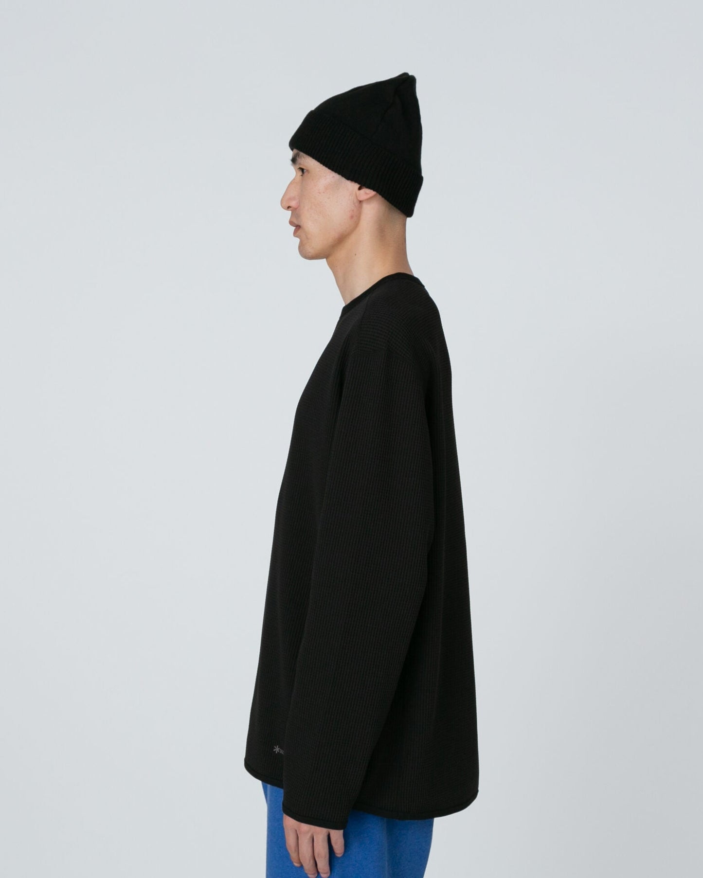 SNOW PEAK DRY WAFFLE LONG-SLEEVE T-SHIRT - BLACK