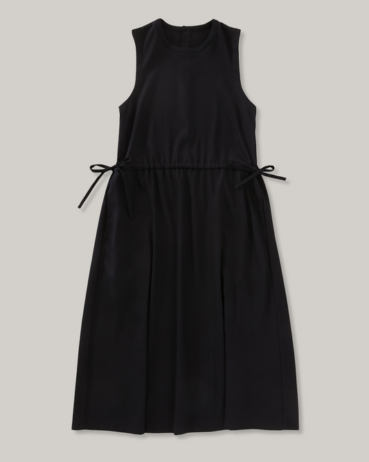 BLUE BLUE JAPAN STRETCH DRY TWILL GATHERED TANK DRESS- DARK NAVY