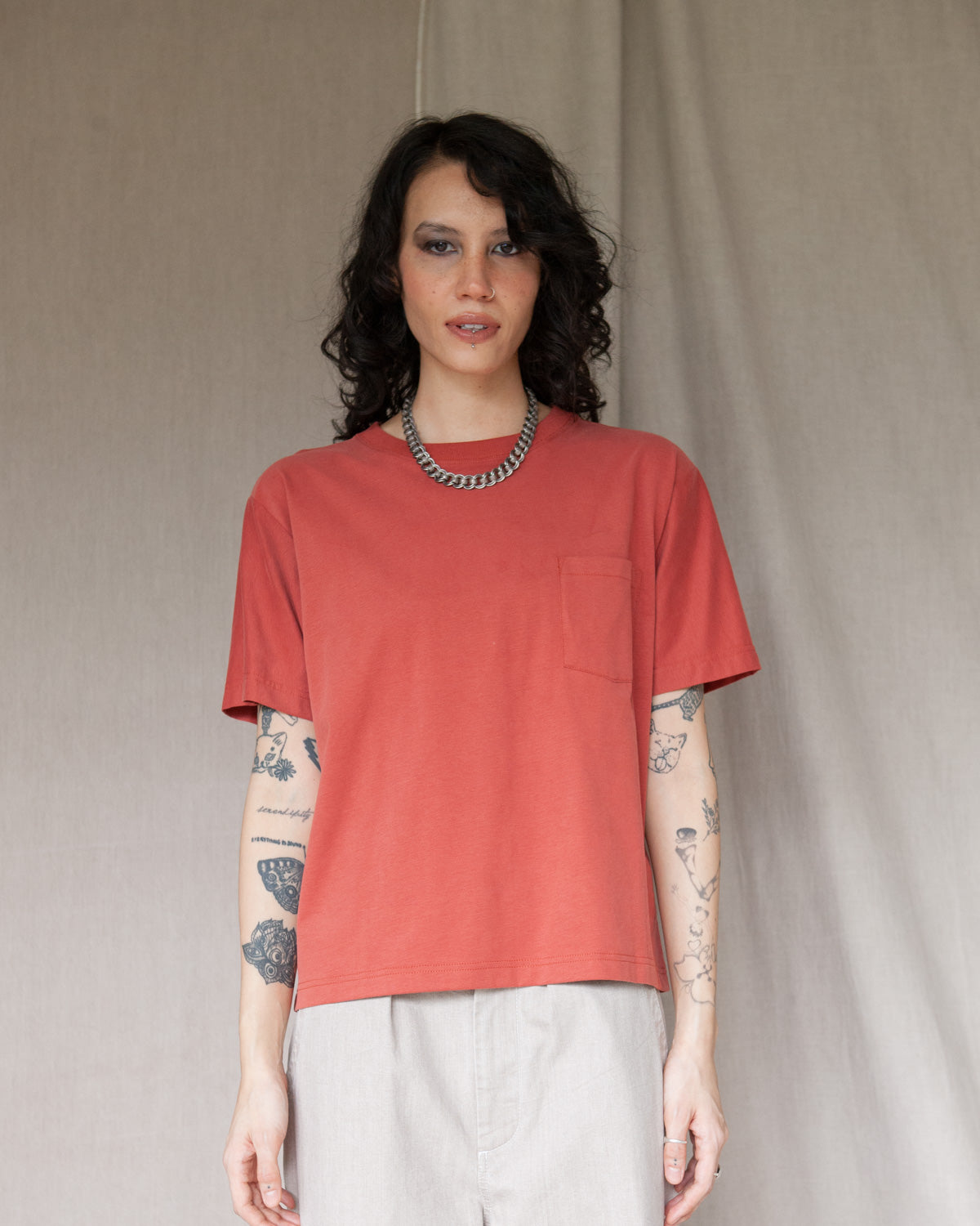 W'MENSWEAR BOWL TEE - SIENNA BROWN