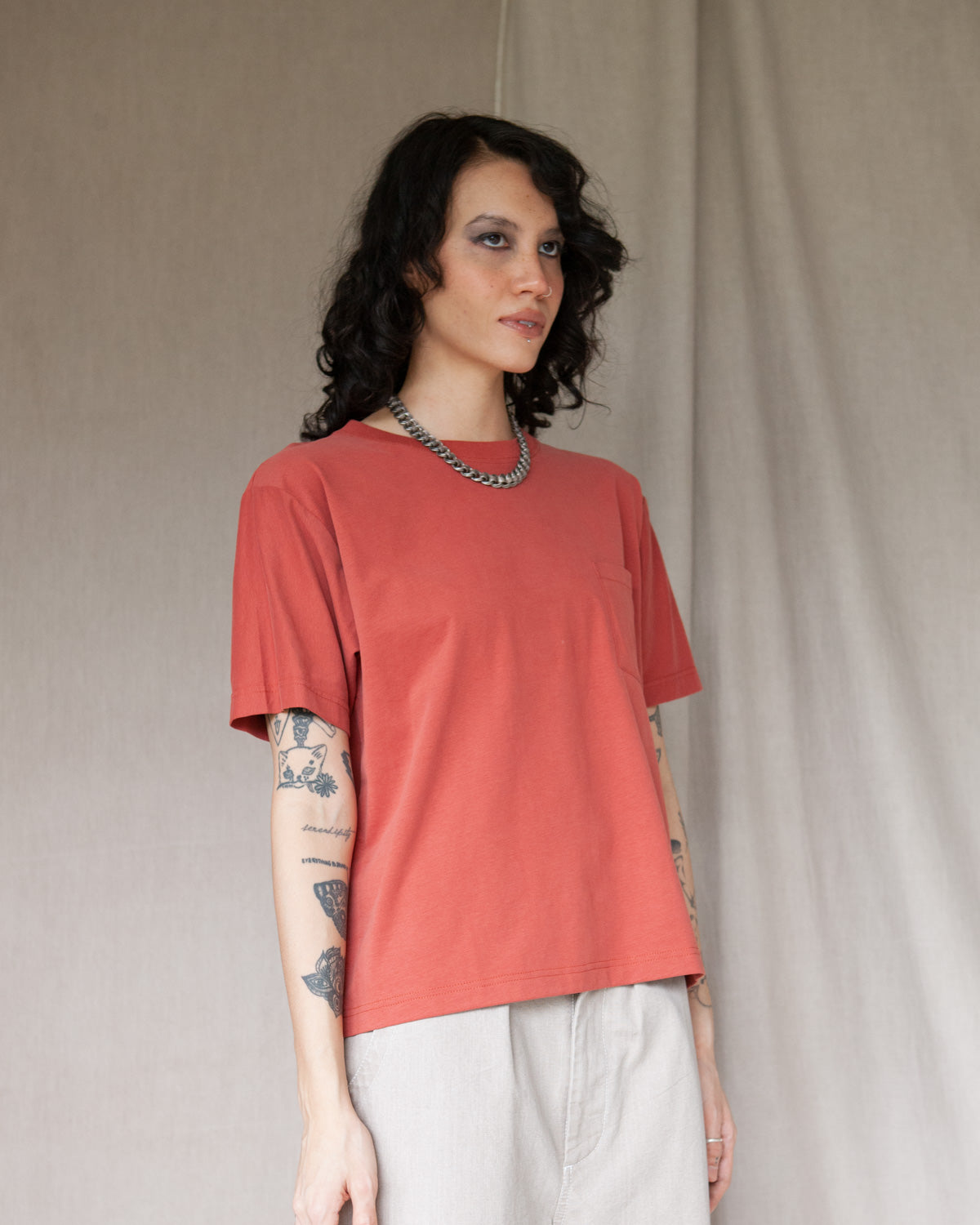 W'MENSWEAR BOWL TEE - SIENNA BROWN