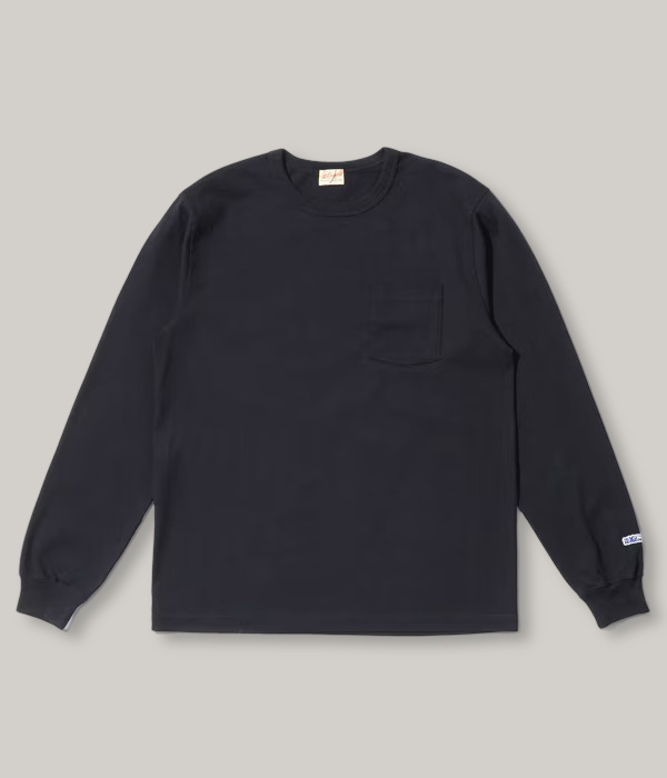 WHITESVILLE LONG SLEEVE POCKET T-SHIRT - BLACK