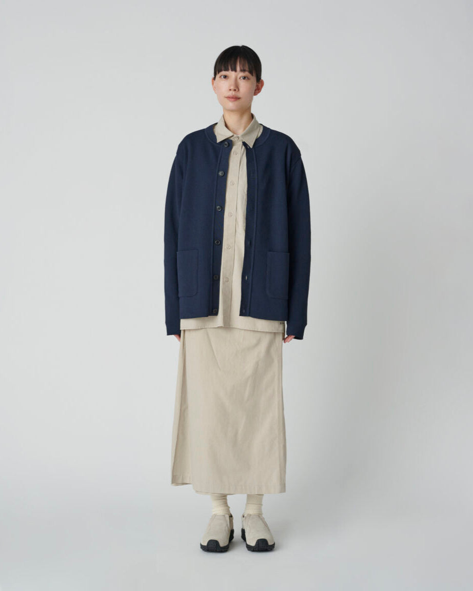 SNOW PEAK FLEXIBLE CO/PE KNIT CARDIGAN - NAVY