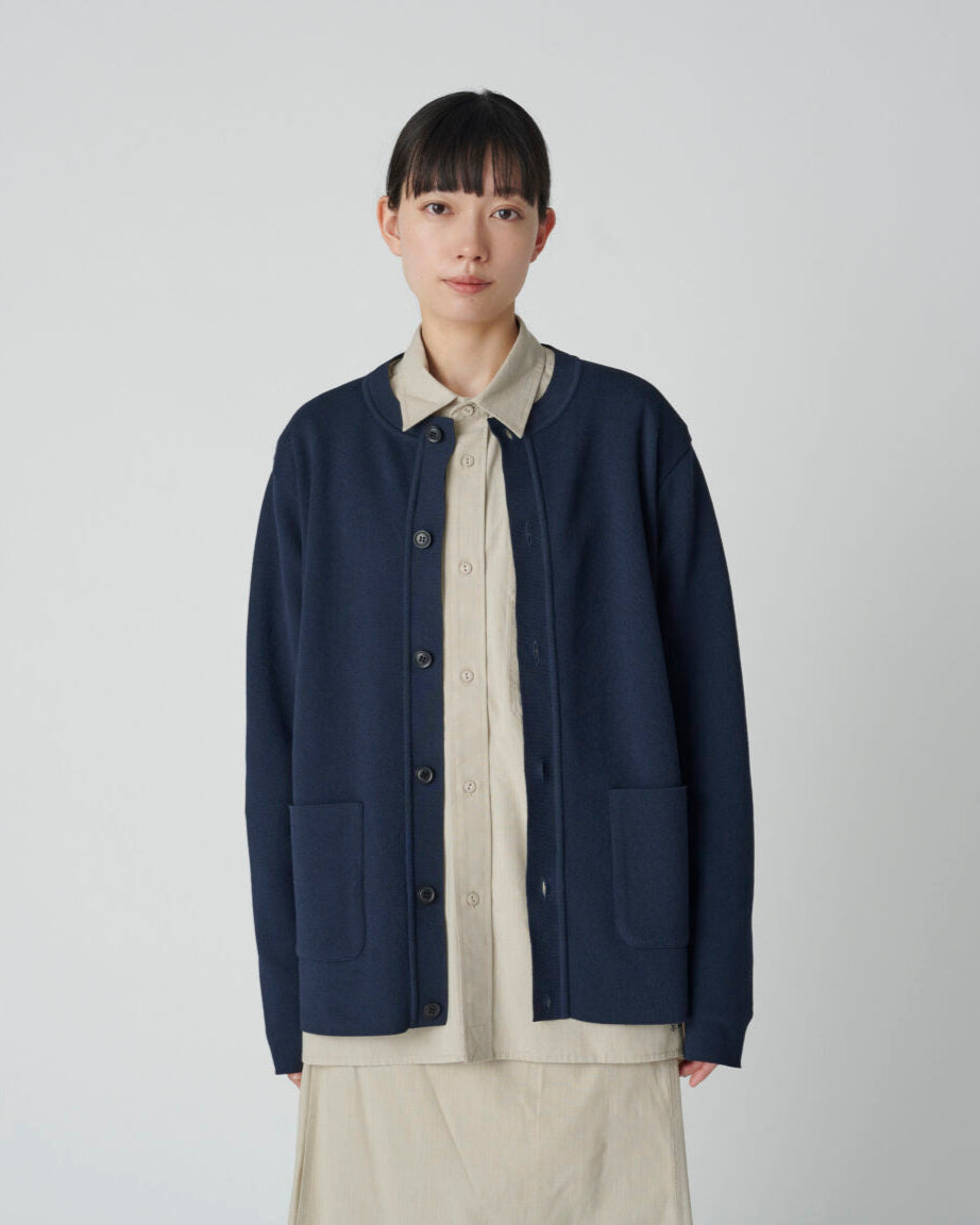 SNOW PEAK FLEXIBLE CO/PE KNIT CARDIGAN - NAVY