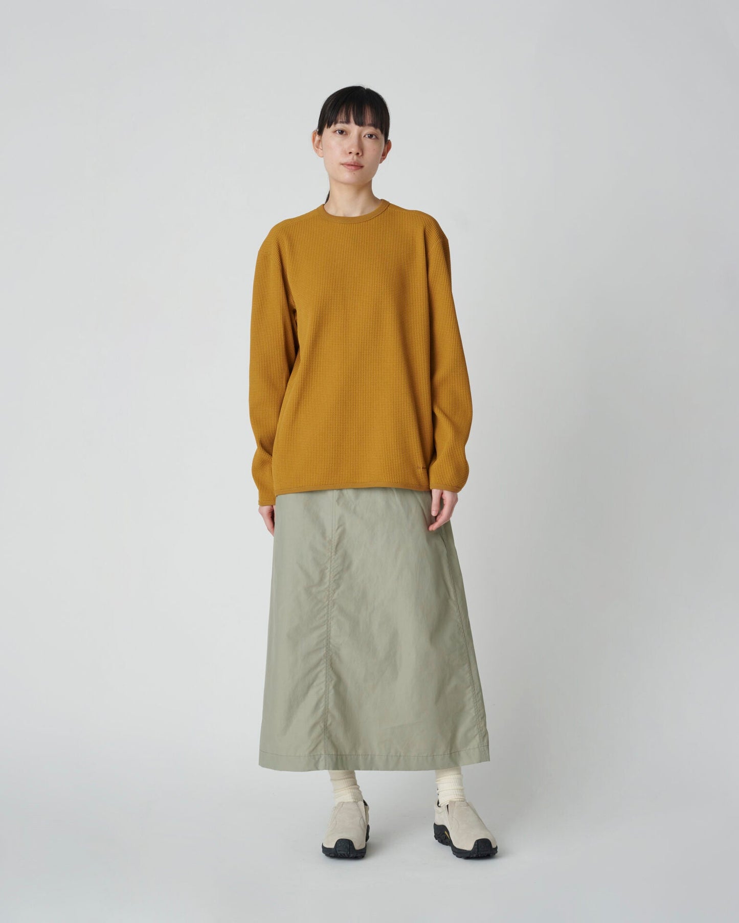 SNOW PEAK DRY WAFFLE LONG-SLEEVE T-SHIRT - MUSTARD