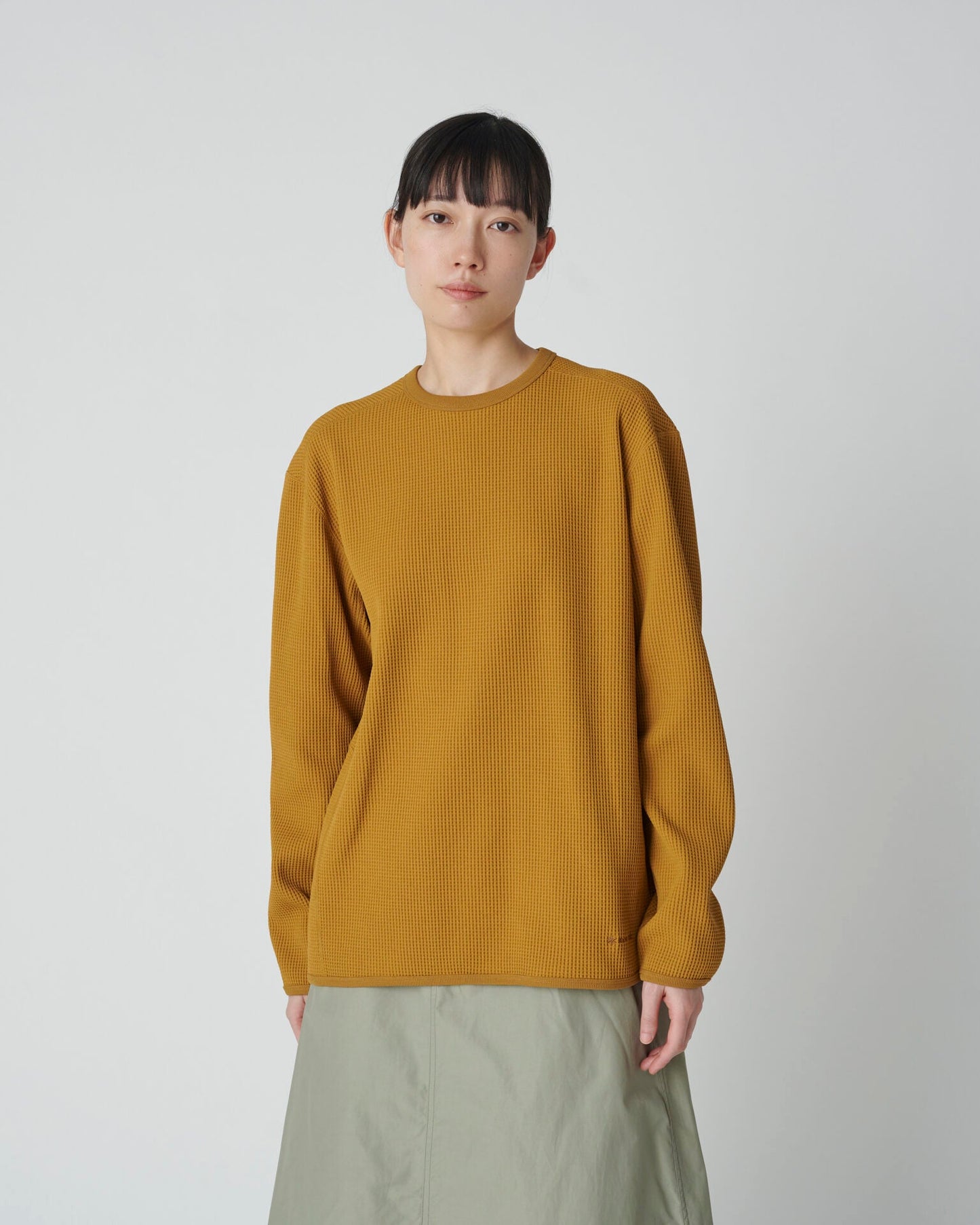 SNOW PEAK DRY WAFFLE LONG-SLEEVE T-SHIRT - MUSTARD