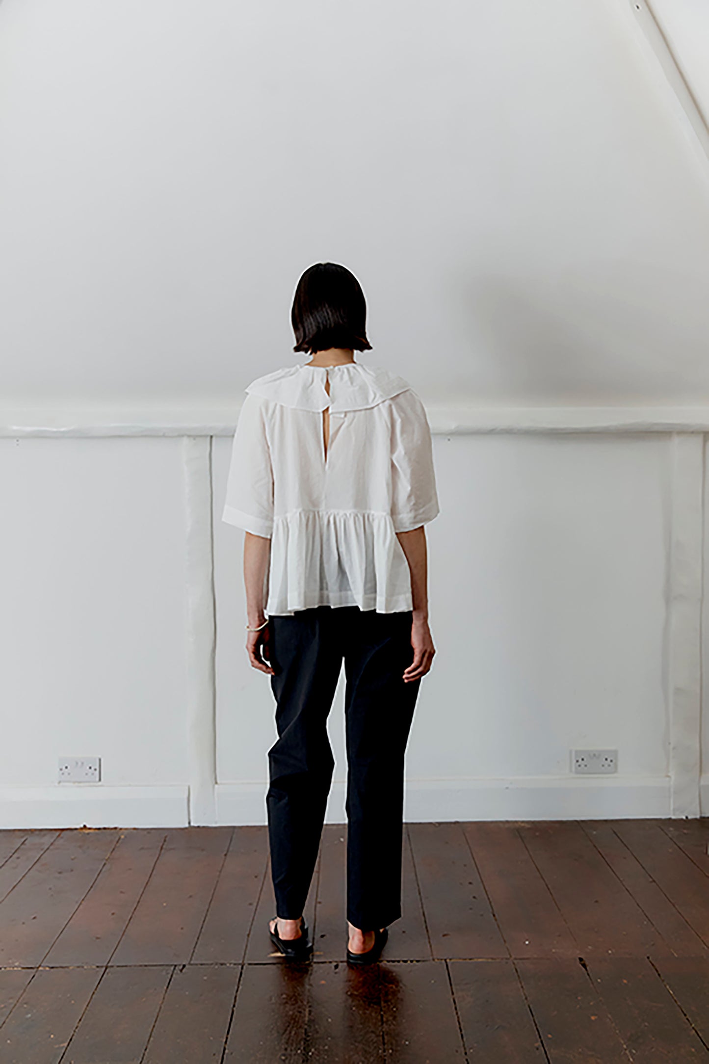 CAWLEY JAPANESE STITCH COTTON GEORGIA TROUSER - WASHED BLACK