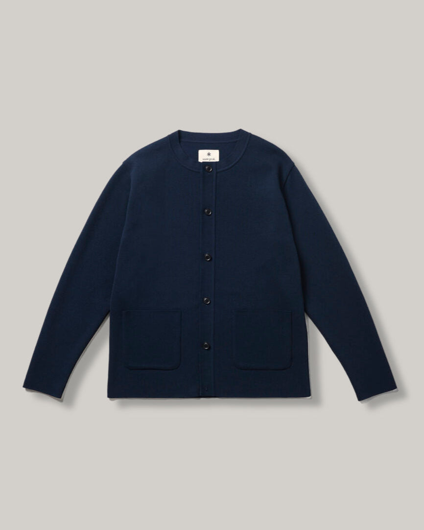 SNOW PEAK FLEXIBLE CO/PE KNIT CARDIGAN - NAVY