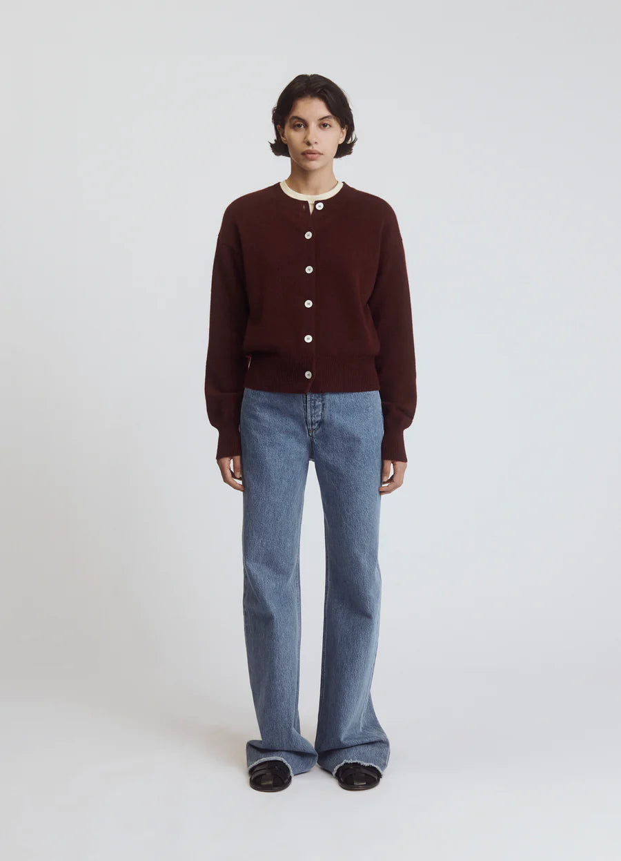 &DAUGHTER ADA CREWNECK CARDIGAN - BURGUNDY