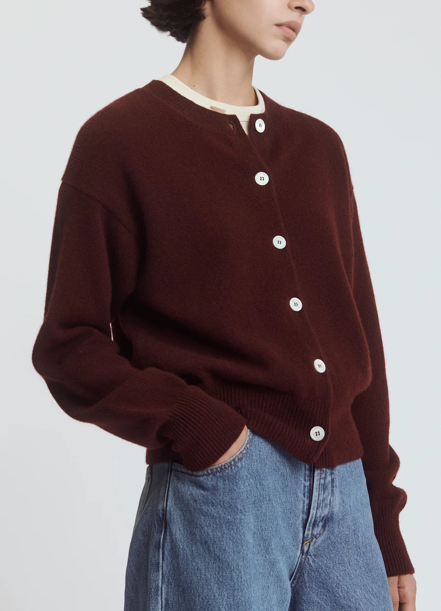 &DAUGHTER ADA CREWNECK CARDIGAN - BURGUNDY