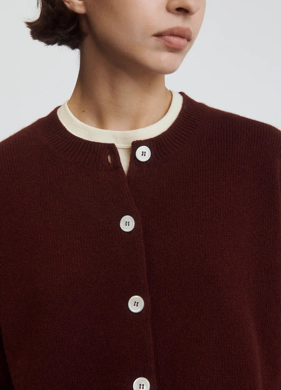 &DAUGHTER ADA CREWNECK CARDIGAN - BURGUNDY