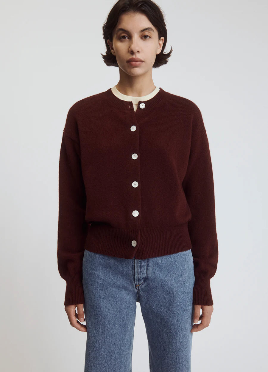 &DAUGHTER ADA CREWNECK CARDIGAN - BURGUNDY