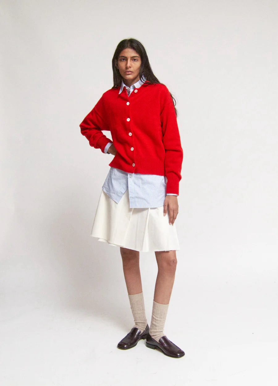 &DAUGHTER ADA CREWNECK CARDIGAN - POPPY RED