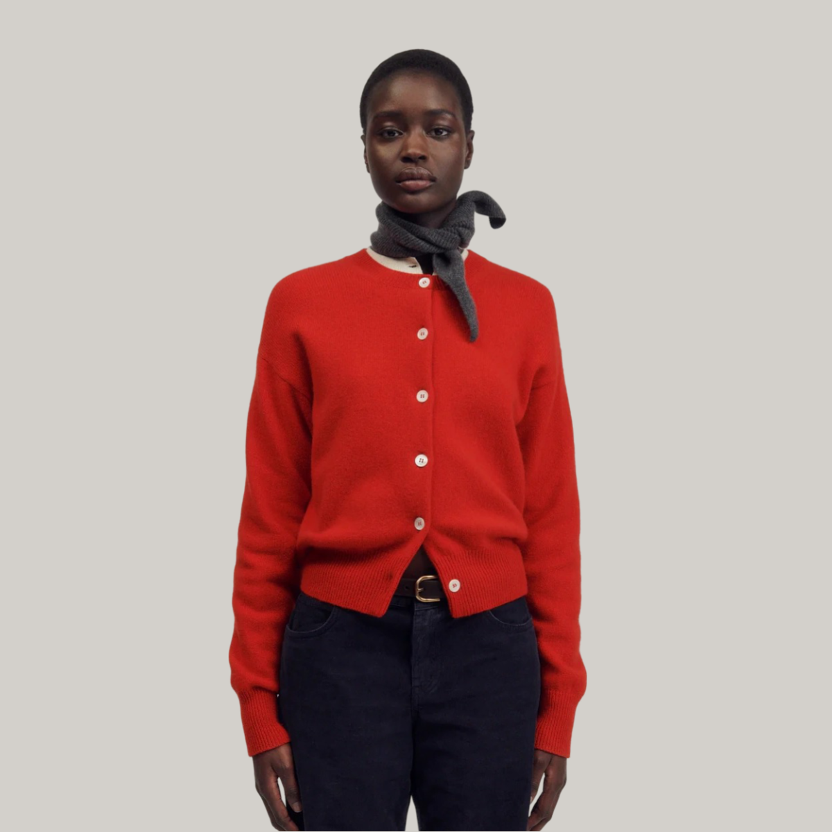&DAUGHTER ADA CREWNECK CARDIGAN - POPPY RED