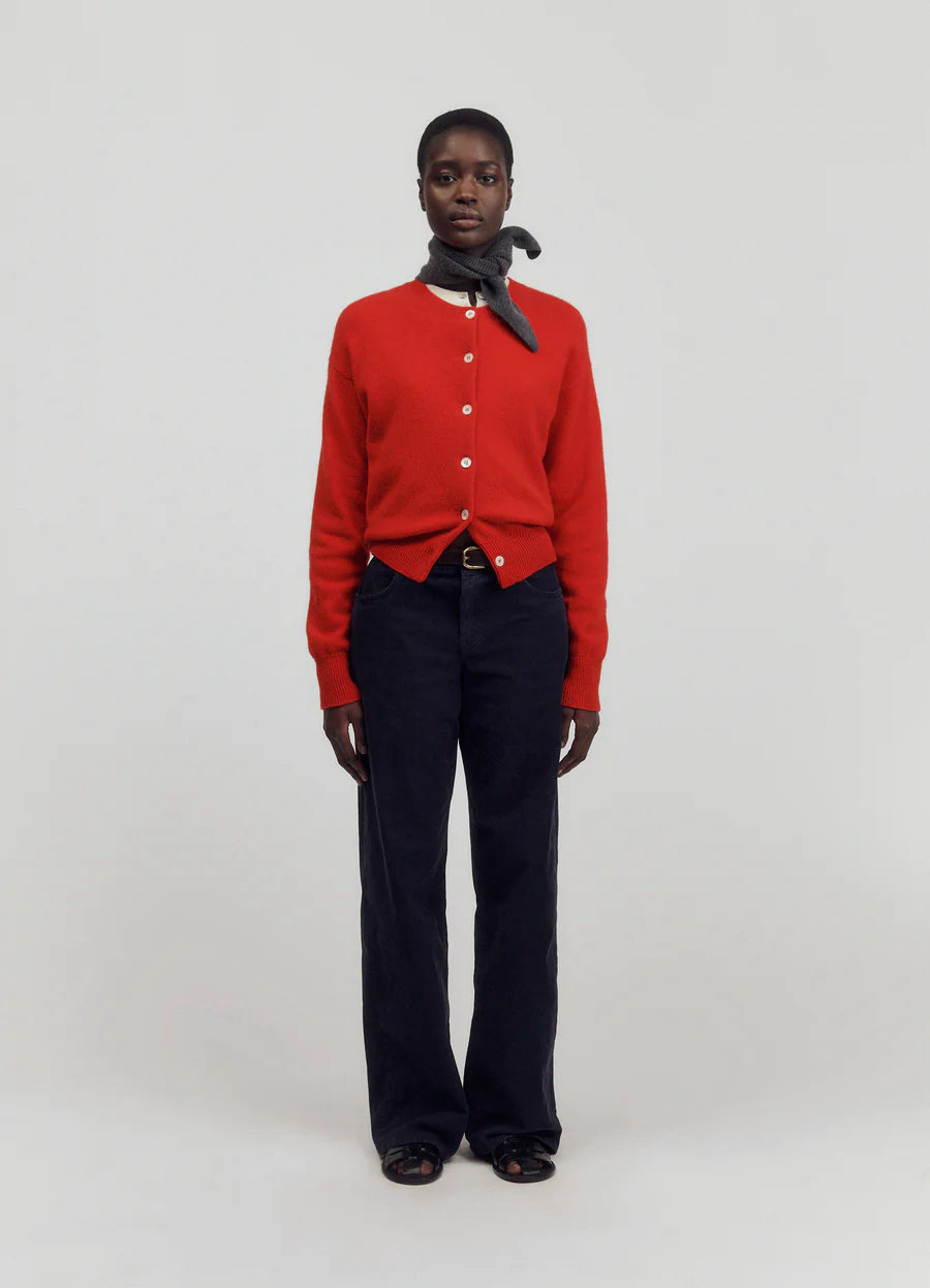 &DAUGHTER ADA CREWNECK CARDIGAN - POPPY RED