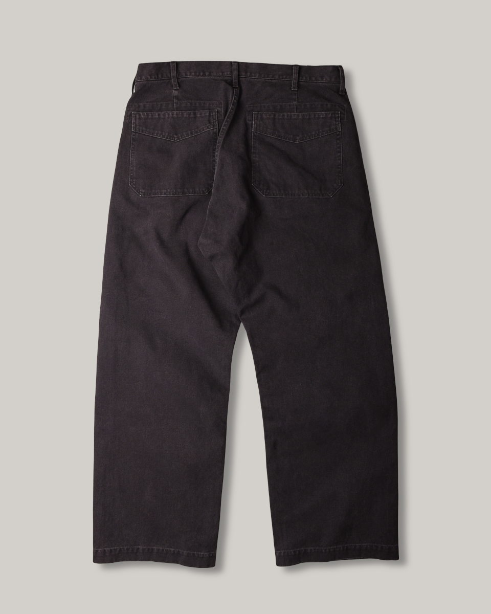 SUGARCANE COTTON DUCK WIDE TROUSERS - BLACK