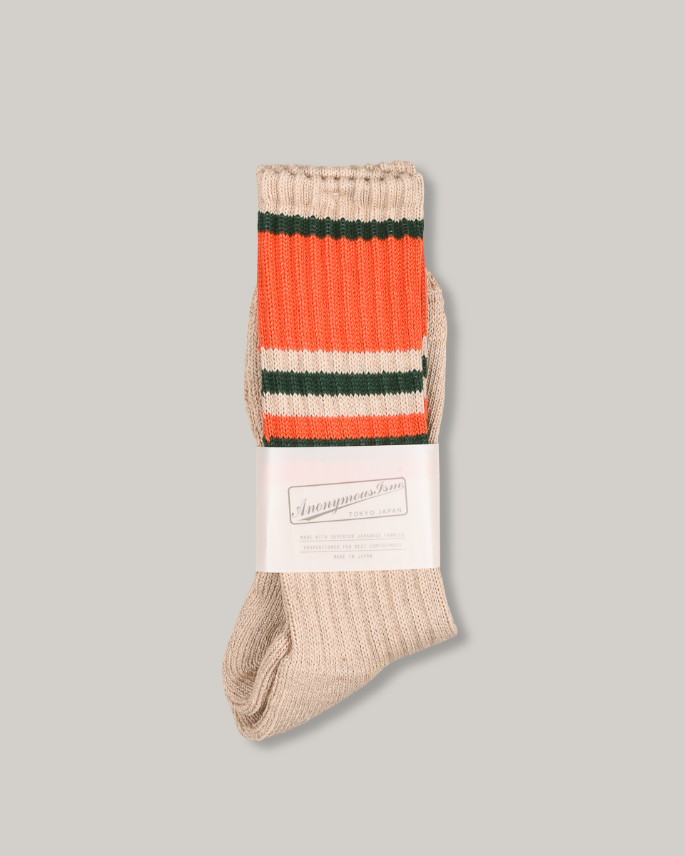 ANONYMOUS ISM GO HEMP RANDOM STRIPE PILE CREW - ORANGE