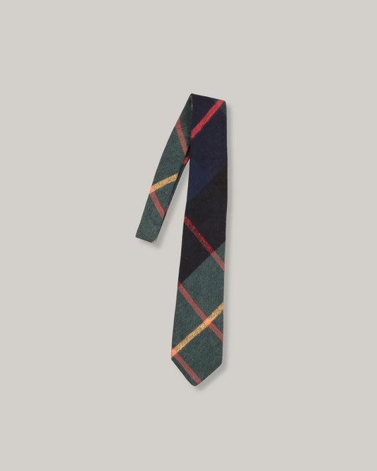TS(S) LARGE TARTAN PLAID NECK TIE - NAVY