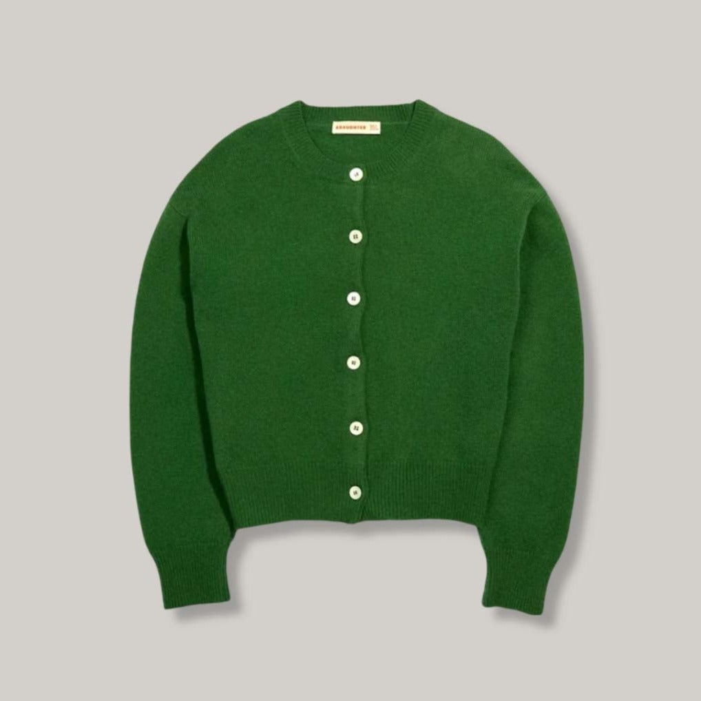 &DAUGHTER ADA CREWNECK CARDIGAN - PAGODA GREEN