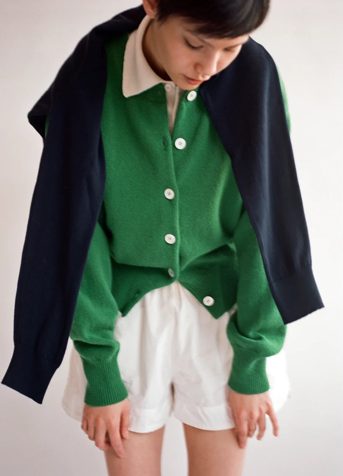 &DAUGHTER ADA CREWNECK CARDIGAN - PAGODA GREEN