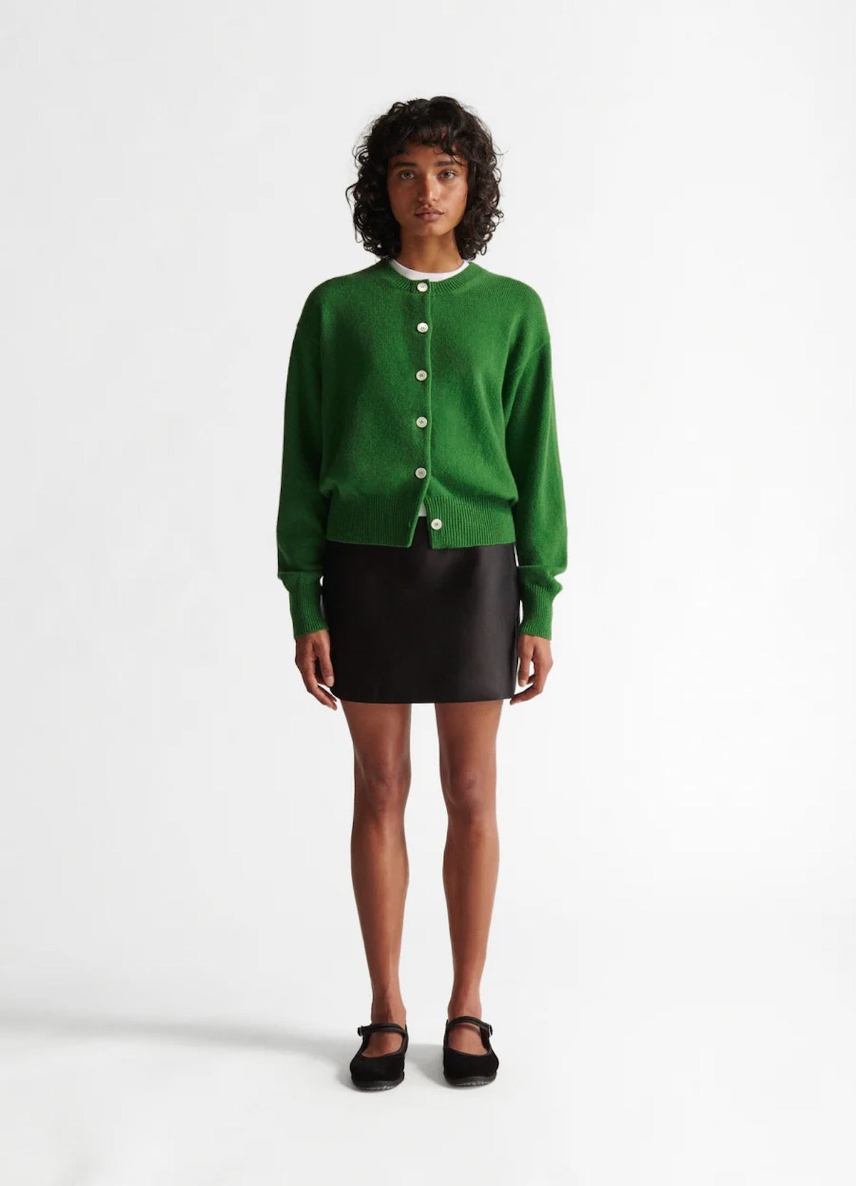 &DAUGHTER ADA CREWNECK CARDIGAN - PAGODA GREEN