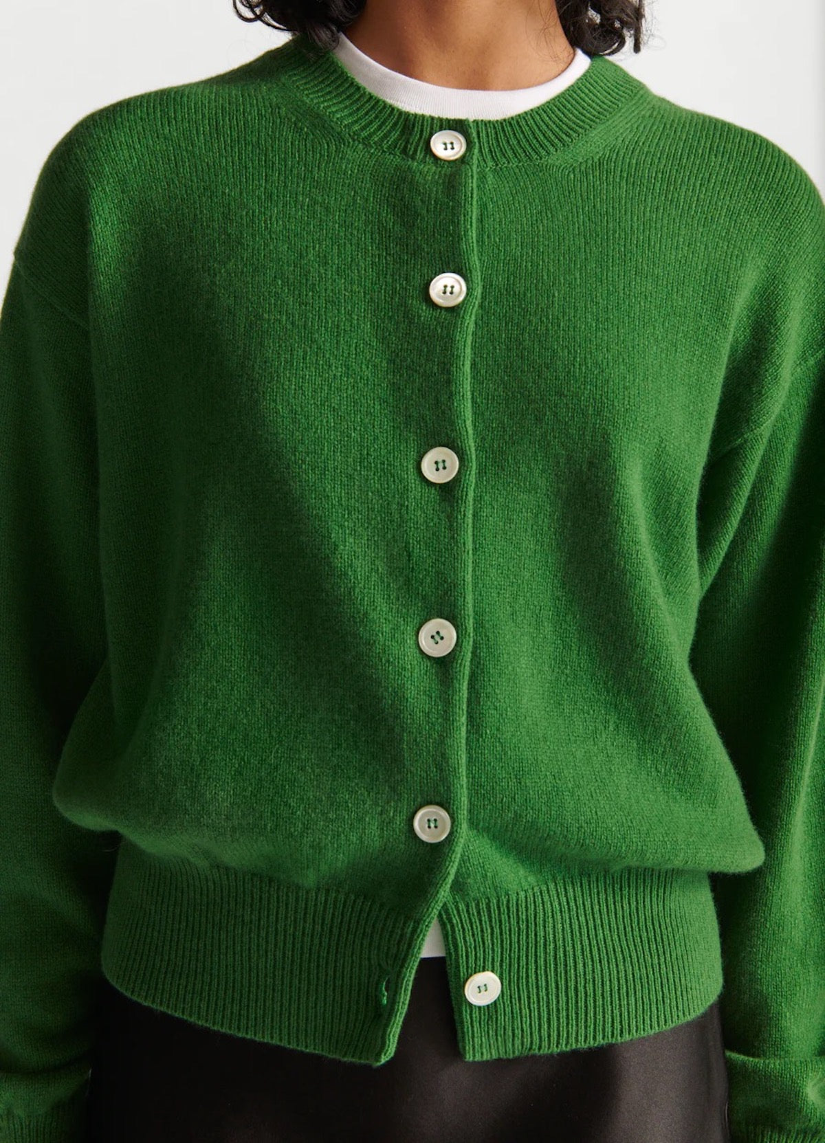 &DAUGHTER ADA CREWNECK CARDIGAN - PAGODA GREEN
