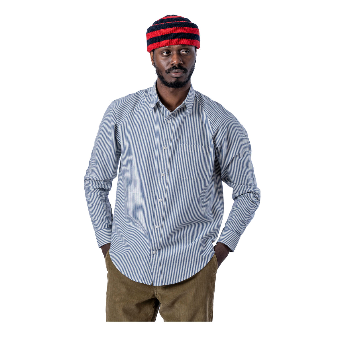 HEIMAT ARTIST SHIRT - COTTON CHAMBRAY - TRAIL BLUE/ SEASHELL