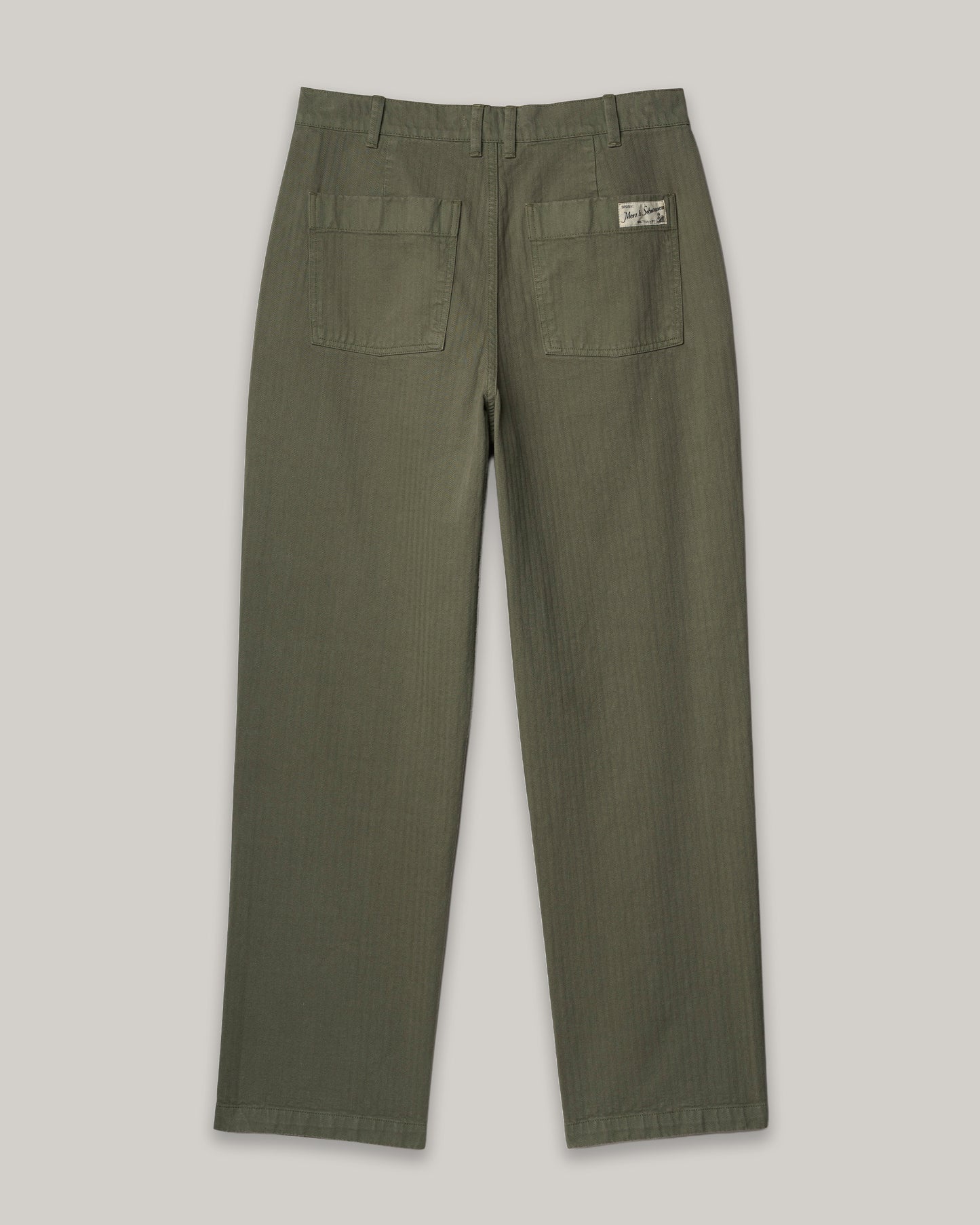 MERZ B. SCHWANEN HERRINGBONE BERLIN PANTS - ARMY