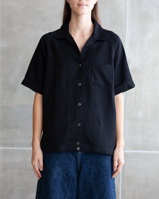 W'MENSWEAR BOWLING SHIRT - BLACK