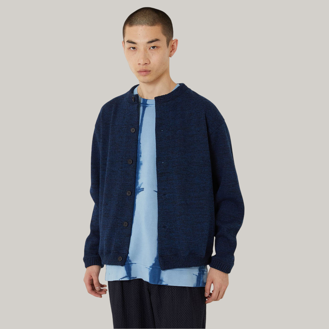 BLUE BLUE JAPAN PAPER YARN BONDING-FINISHED CARDIGAN - INDIGO