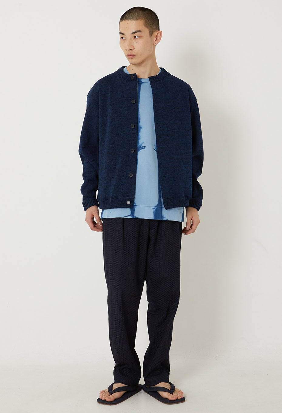 BLUE BLUE JAPAN PAPER YARN BONDING-FINISHED CARDIGAN - INDIGO