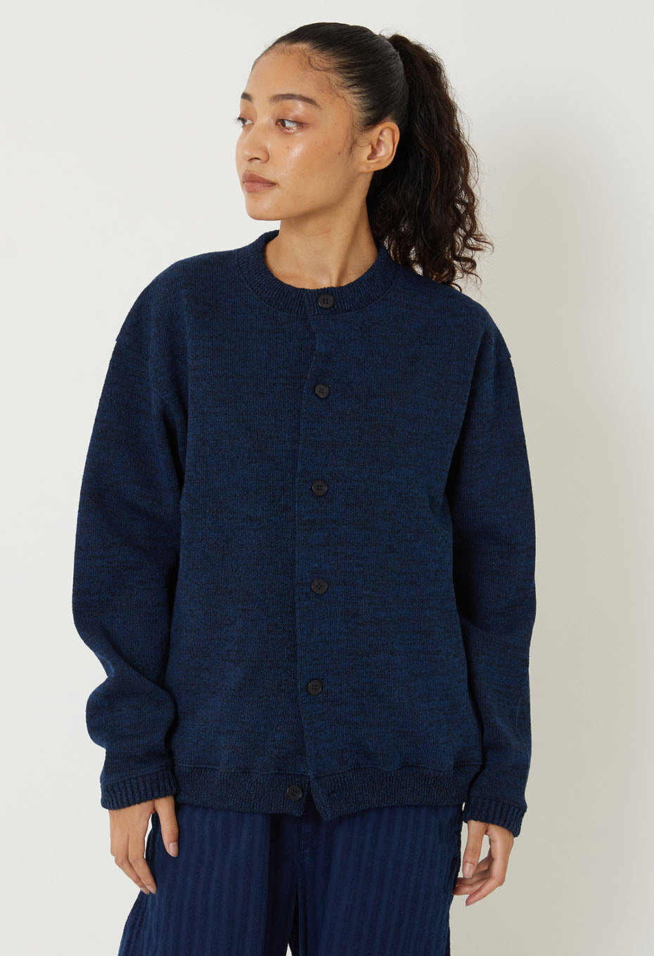 BLUE BLUE JAPAN PAPER YARN BONDING-FINISHED CARDIGAN - INDIGO