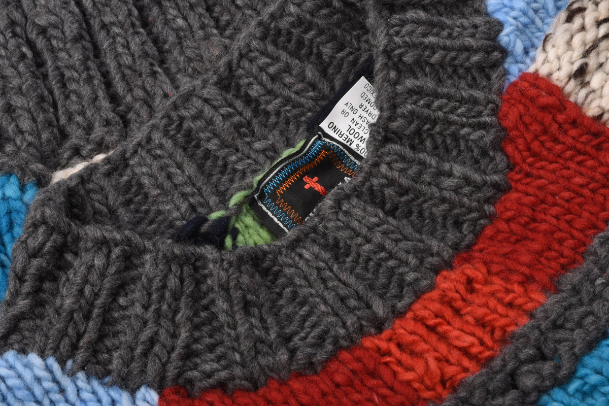 CHAMULA SAMPLER SQUARES PULLOVER - GREY