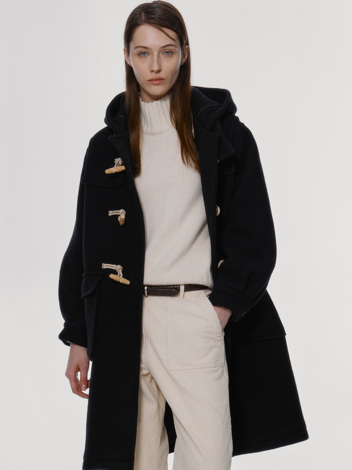 NOTHING WRITTEN CLASSIC DUFFLE COAT - NAVY