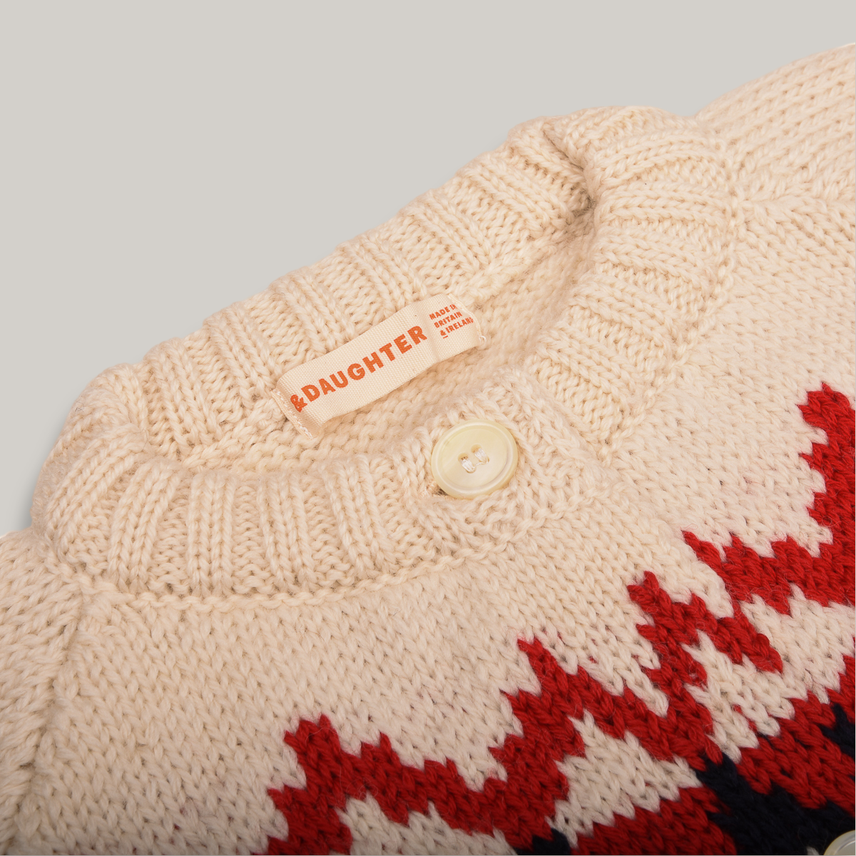 &DAUGHTER BANSHA FAIR ISLE CARDIGAN - ECRU/ RED/ NAVY