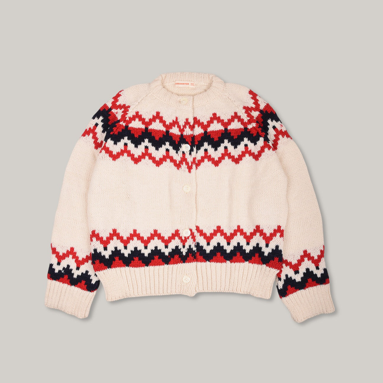 &DAUGHTER BANSHA FAIR ISLE CARDIGAN - ECRU/ RED/ NAVY