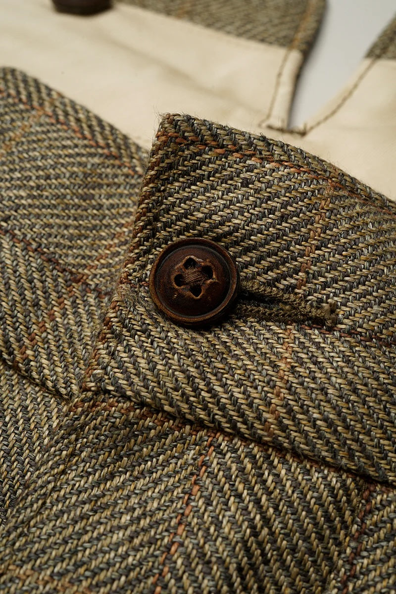 NIGEL CABOURN ENGINEER PANTS - HEMP LINEN CHECK