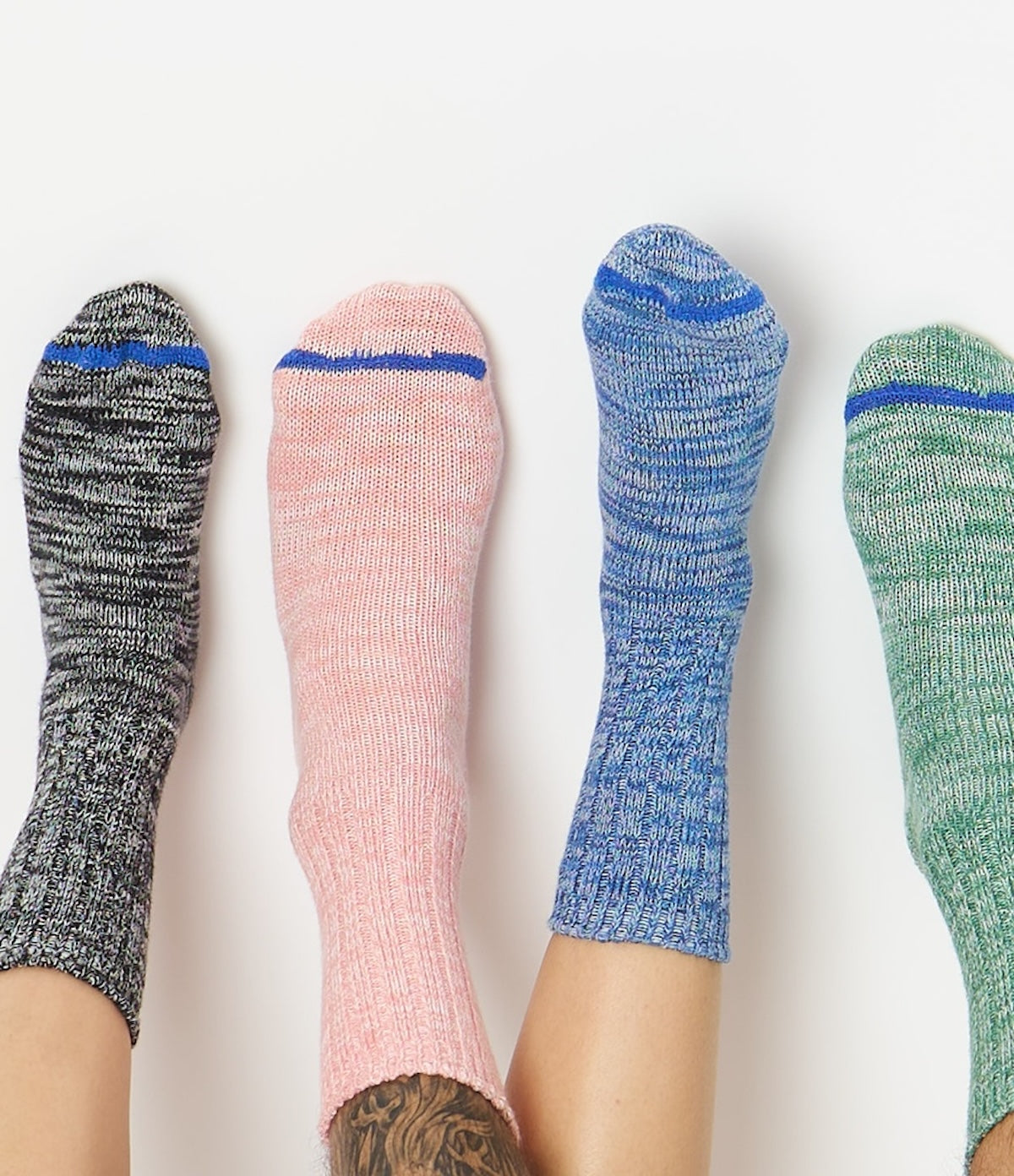 MERZ B. SCHWANEN GS07 MELANGE SOCKS - DEEP BLACK/ NATURE