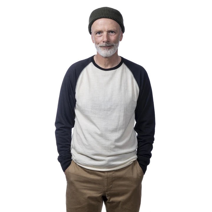 HEIMAT MERINO RAGLAN LONG SLEEVE - SCHWARZ/ SEASHELL
