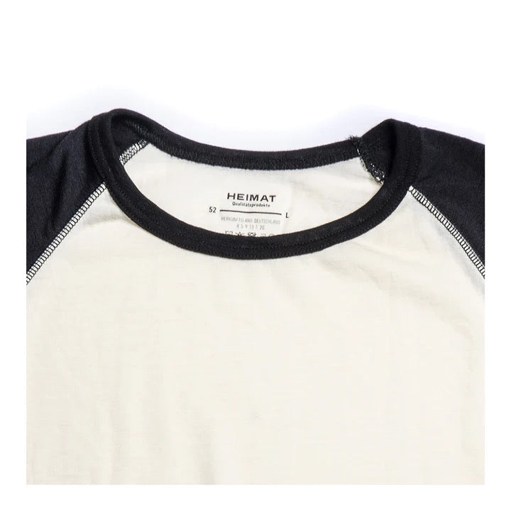 HEIMAT MERINO RAGLAN LONG SLEEVE - SCHWARZ/ SEASHELL
