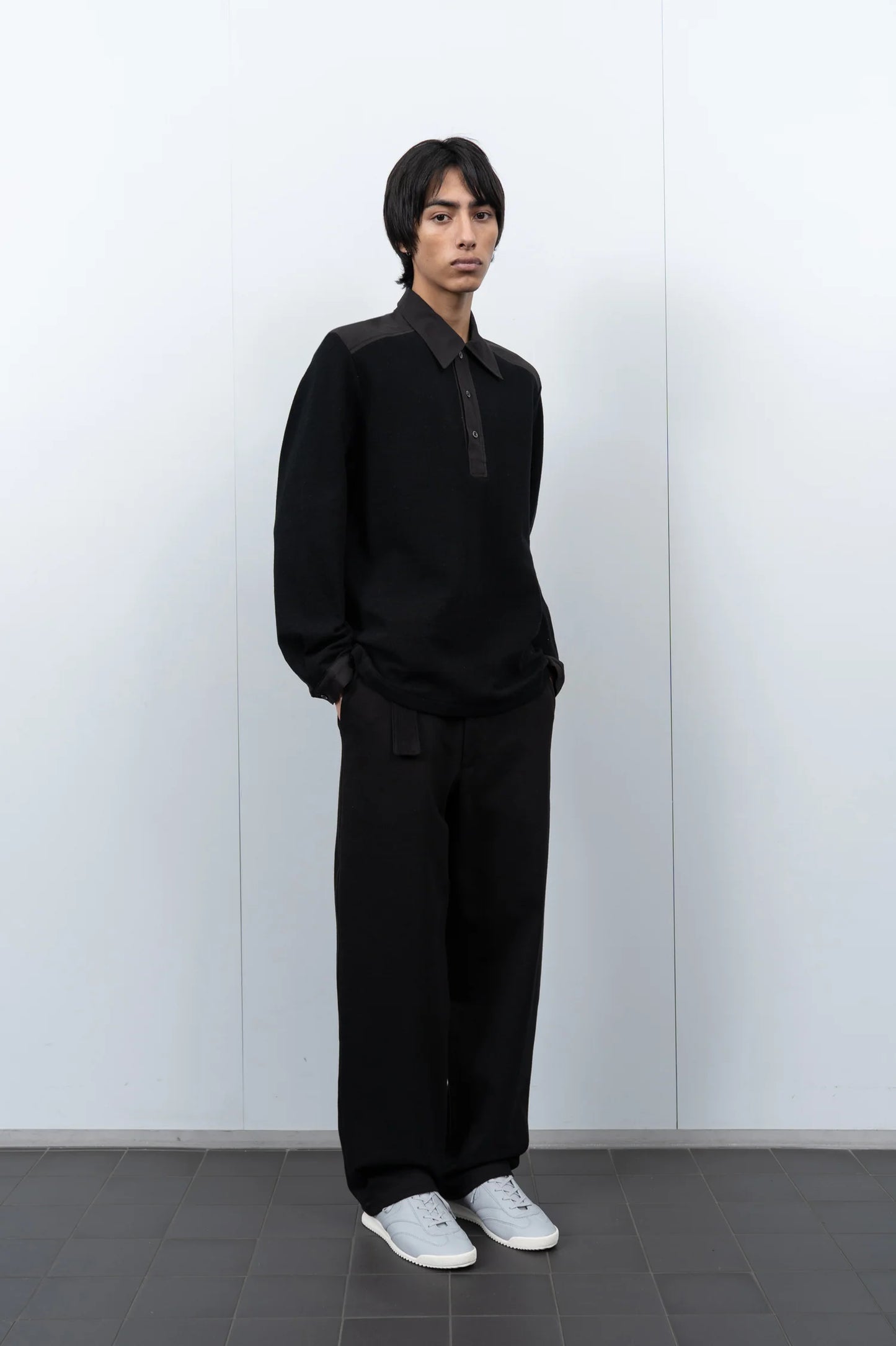 LADY WHITE CO. DOUBLE KNIT POLO - BLACK