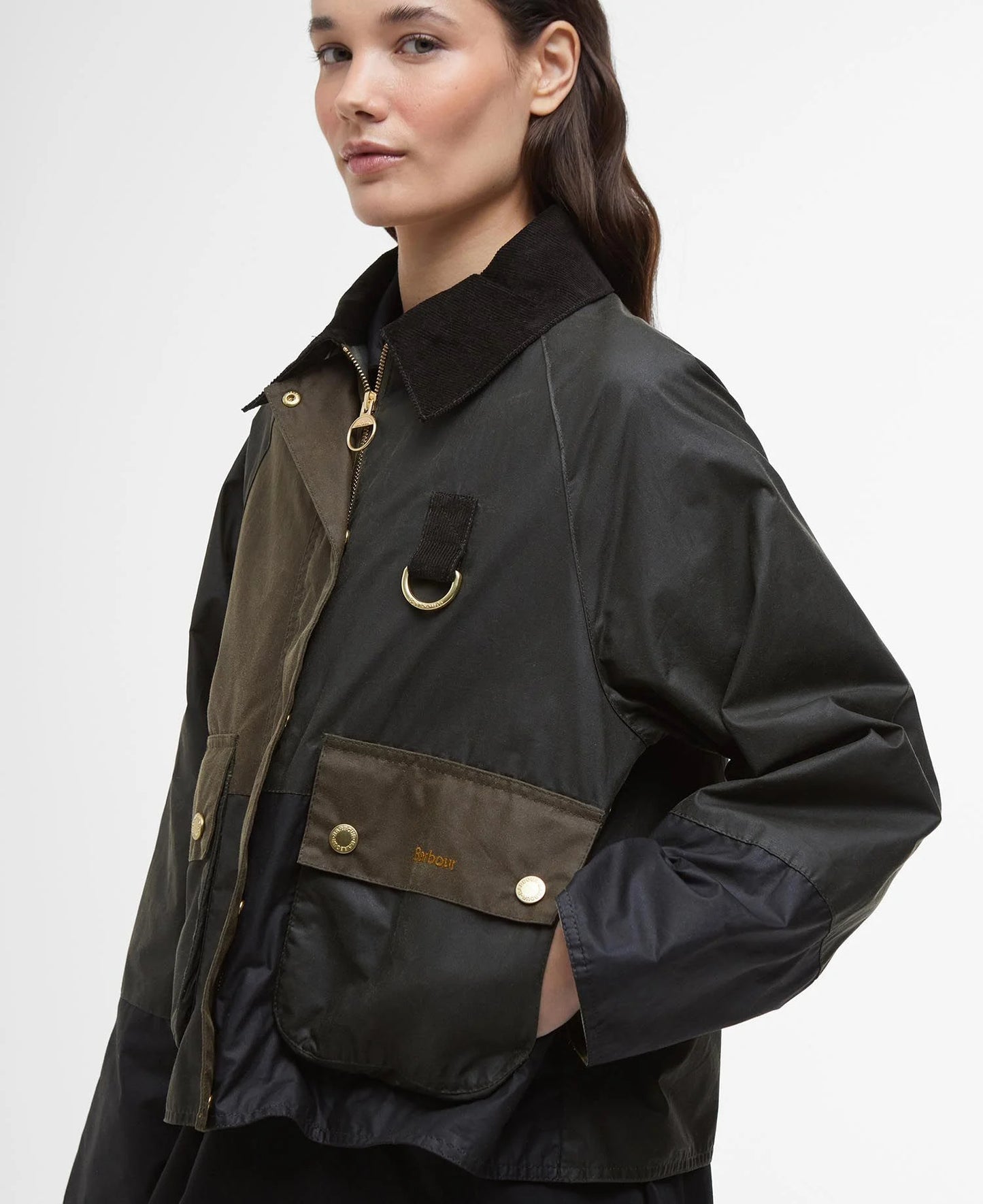 BARBOUR ALMA WAXED JACKET - ARCHIVE OLIVE/ BLACK/ BEECH