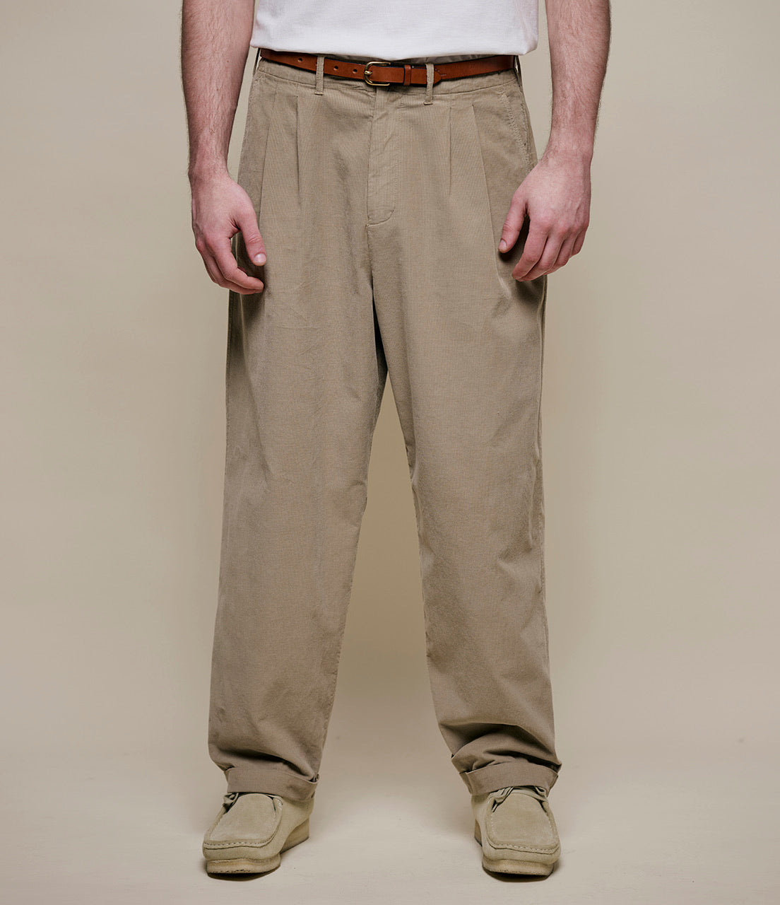 MERZ B. SCHWANEN UNISEX COTTON CORDUROY PANTS - DUSTED KHAKI