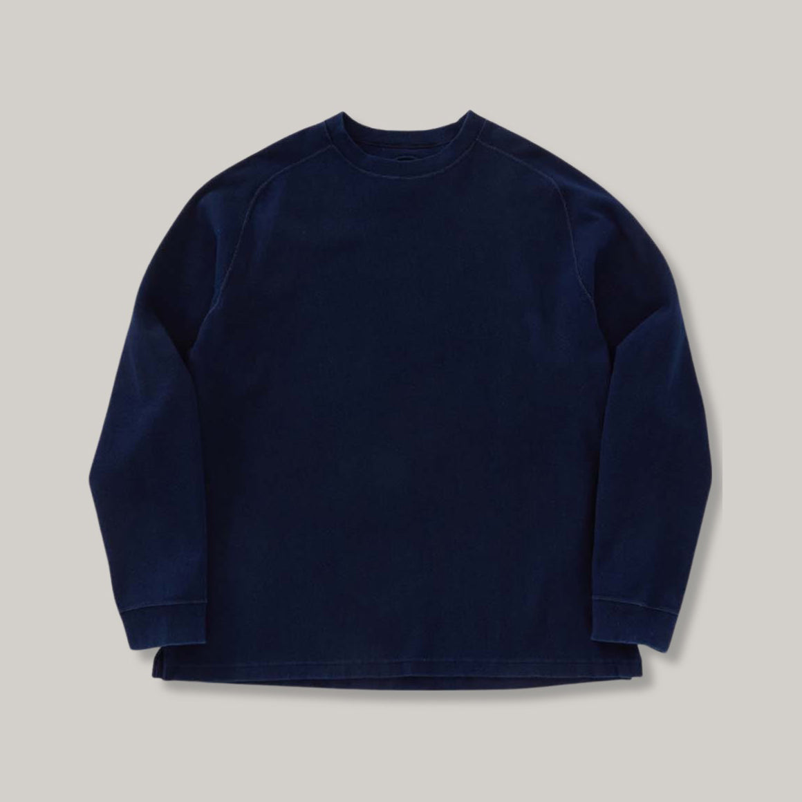 BLUE BLUE JAPAN MOD HAND DYED SLUB COTTON CREWNECK LS TEE - INDIGO