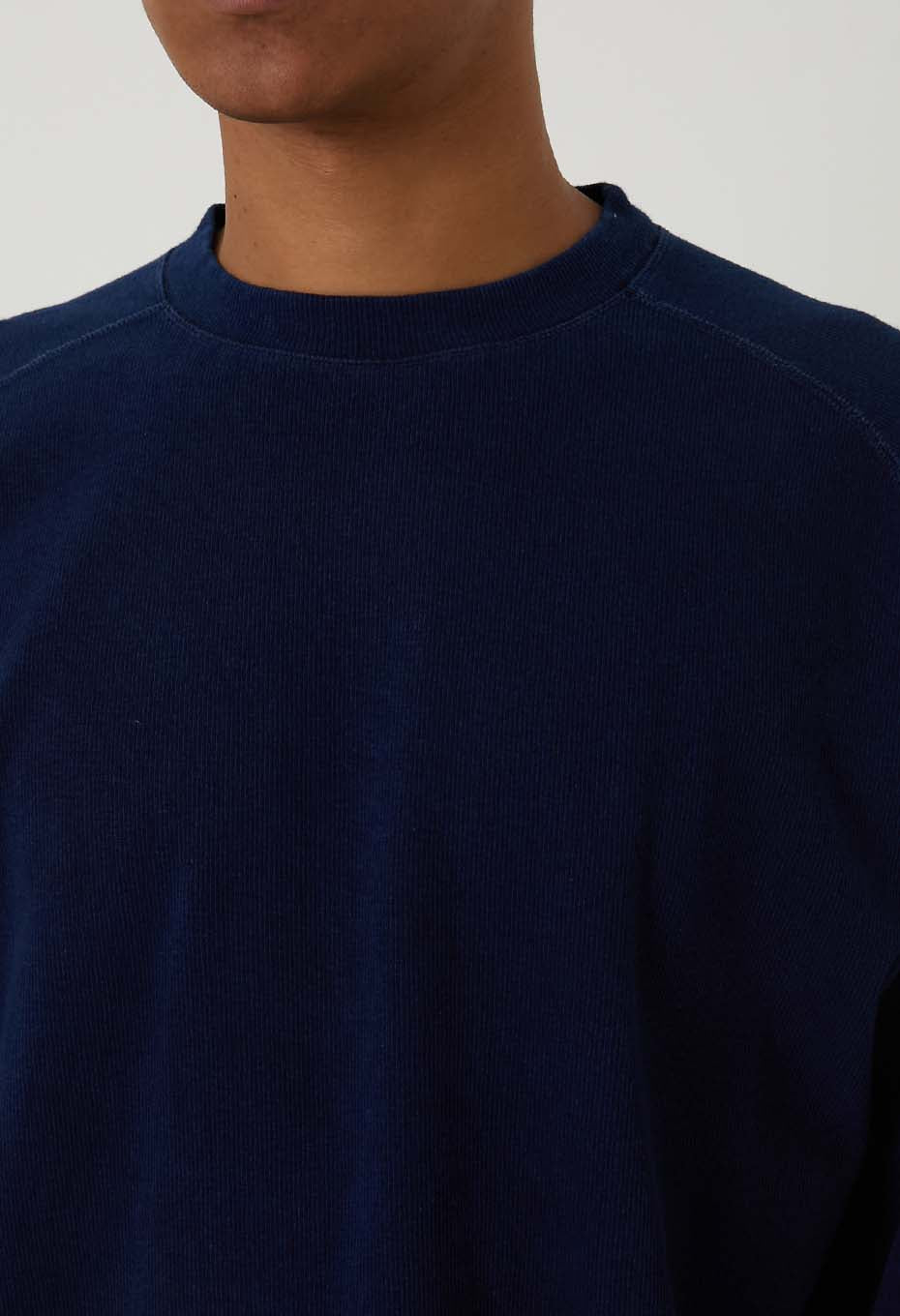 BLUE BLUE JAPAN MOD HAND DYED SLUB COTTON CREWNECK LS TEE - INDIGO
