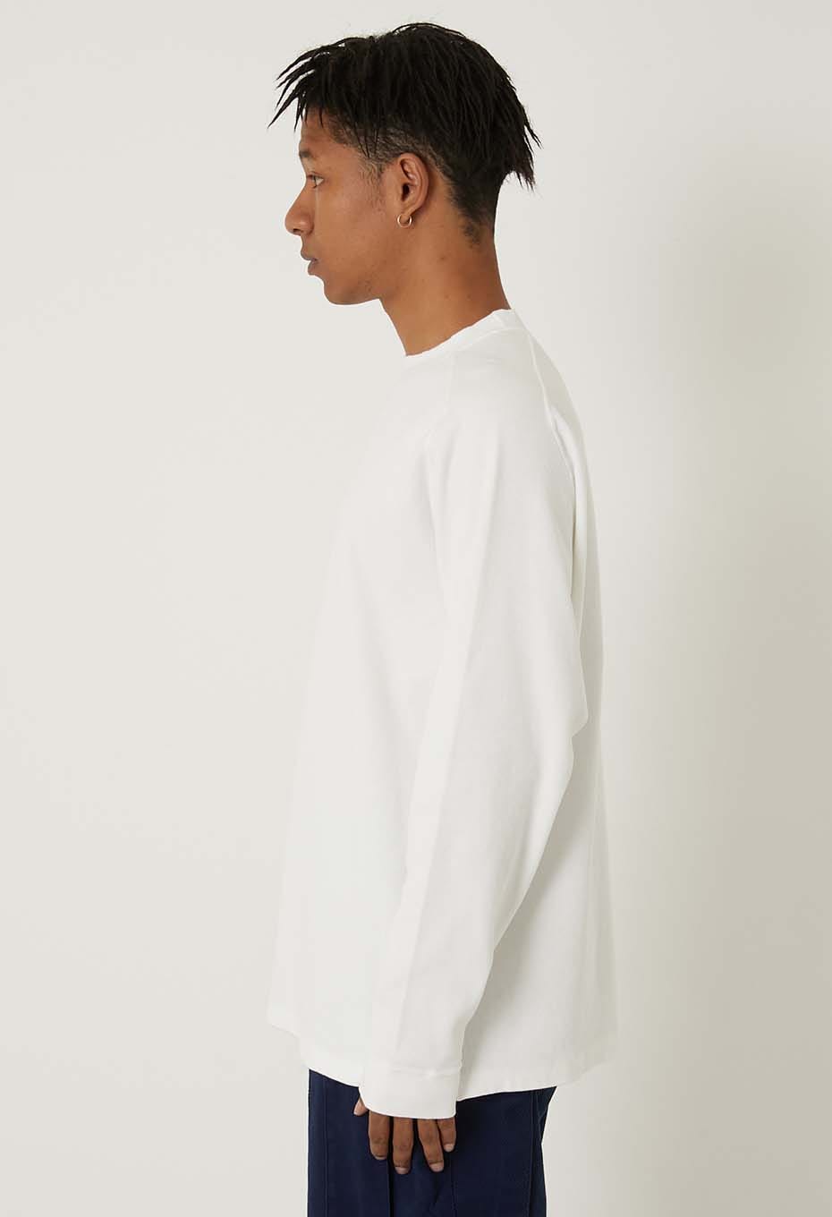 BLUE BLUE JAPAN MOD SLUB COTTON CREWNECK LS TEE - NATURAL