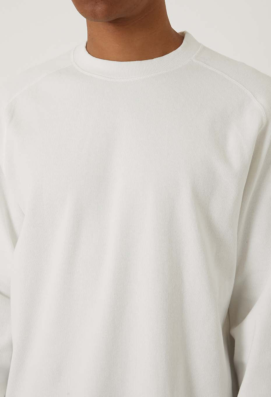 BLUE BLUE JAPAN MOD SLUB COTTON CREWNECK LS TEE - NATURAL