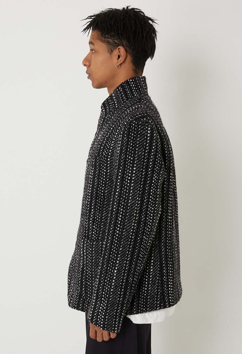 BLUE BLUE JAPAN SLUB YARN TWEED 5B JACKET - BLACK
