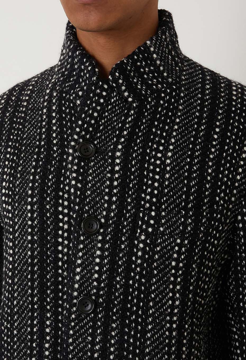 BLUE BLUE JAPAN SLUB YARN TWEED 5B JACKET - BLACK